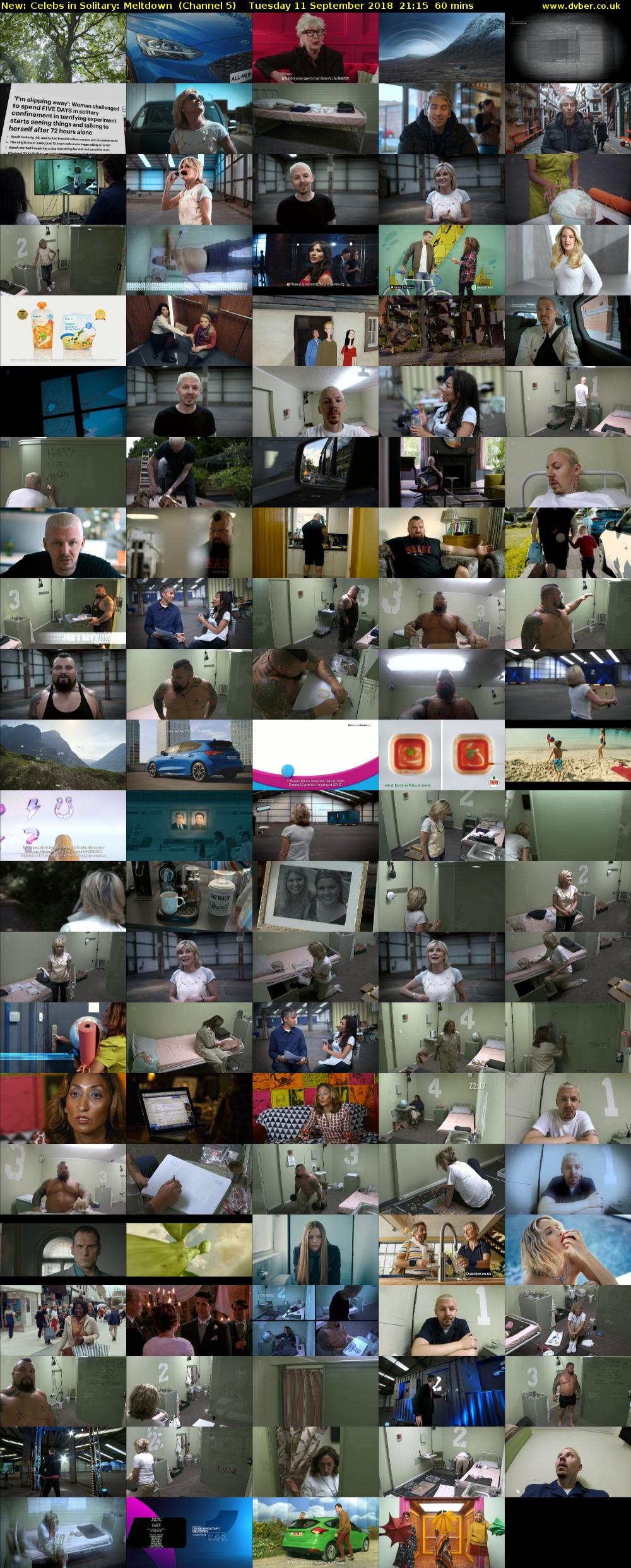 Celebs in Solitary: Meltdown (Channel 5) Tuesday 11 September 2018 21:15 - 22:15
