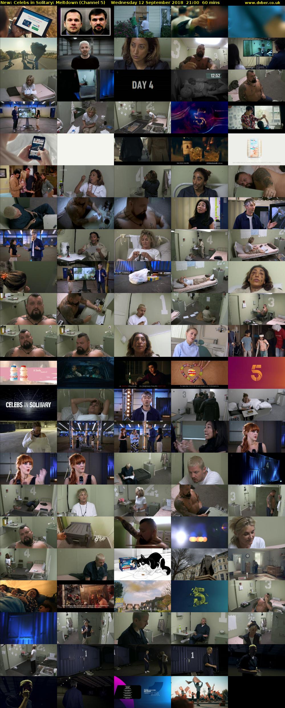 Celebs in Solitary: Meltdown (Channel 5) Wednesday 12 September 2018 21:00 - 22:00