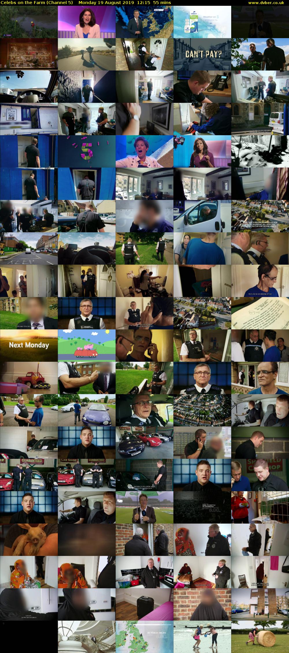 Celebs on the Farm (Channel 5) Monday 19 August 2019 12:15 - 13:10