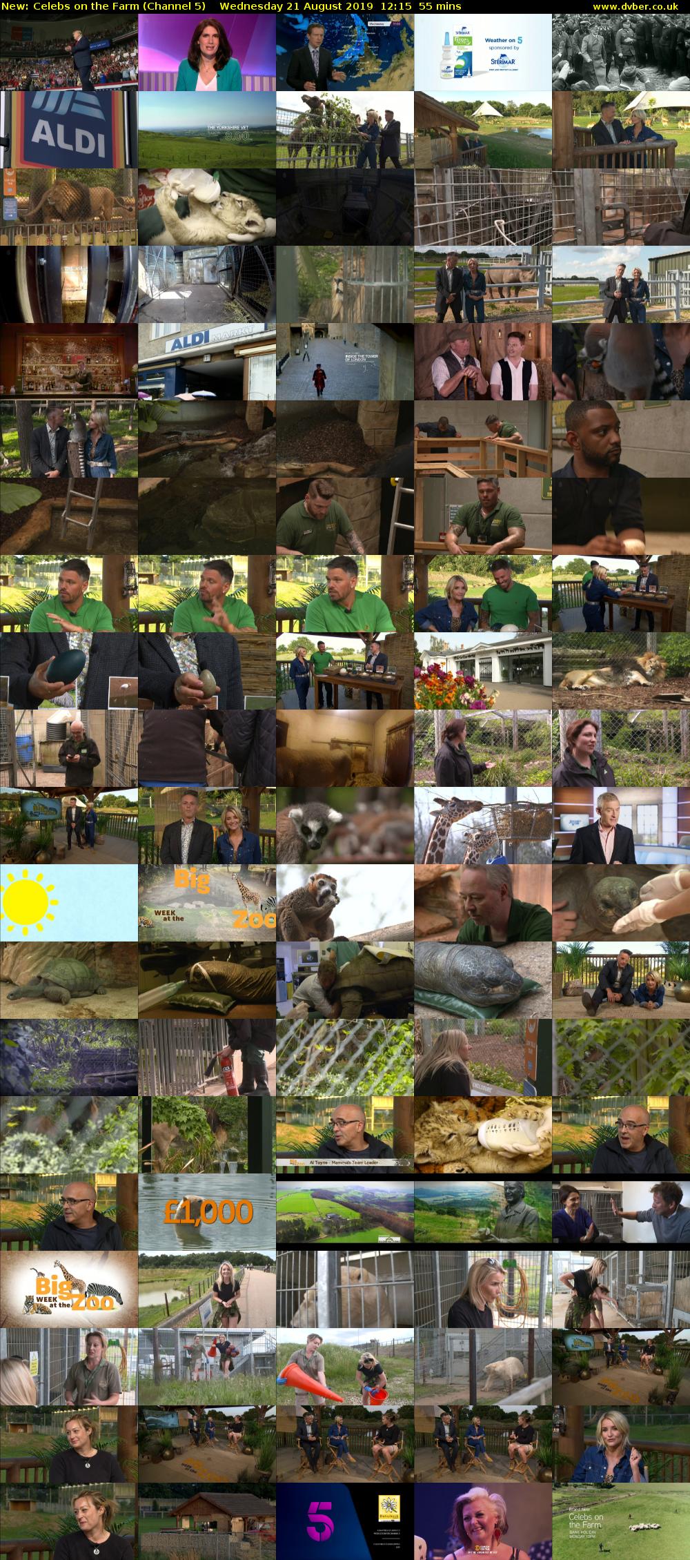 Celebs on the Farm (Channel 5) Wednesday 21 August 2019 12:15 - 13:10