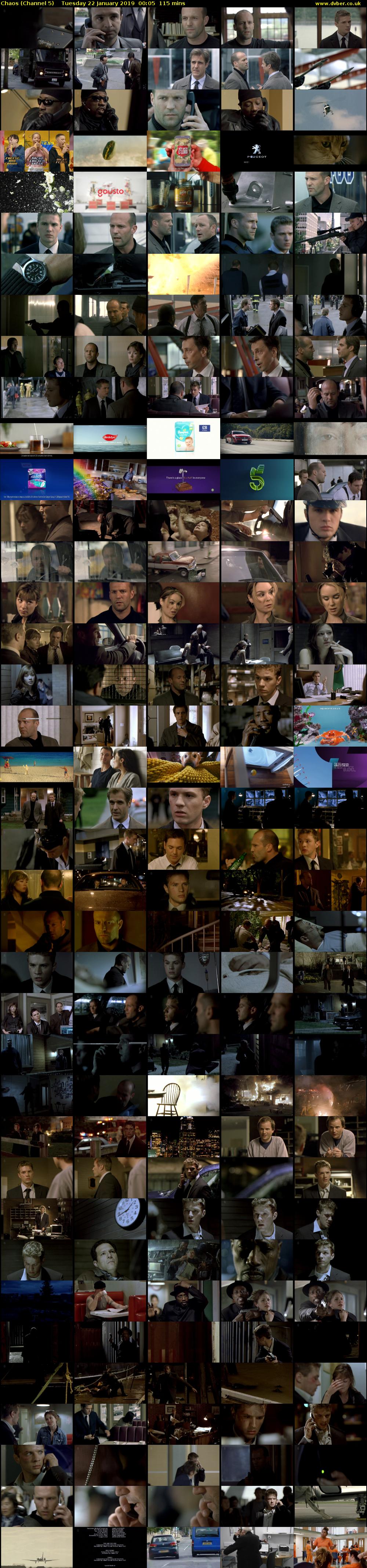 Chaos (Channel 5) Tuesday 22 January 2019 00:05 - 02:00