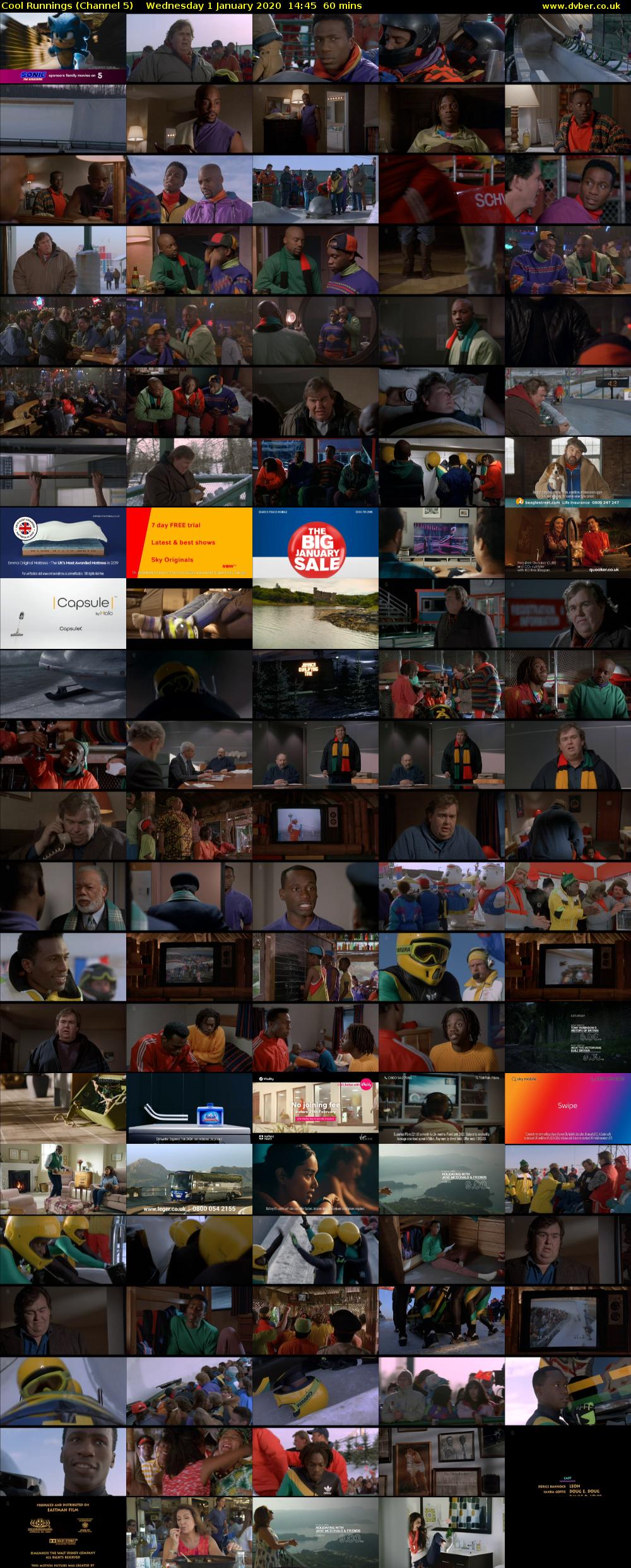 Cool Runnings (Channel 5) Wednesday 1 January 2020 14:45 - 15:45