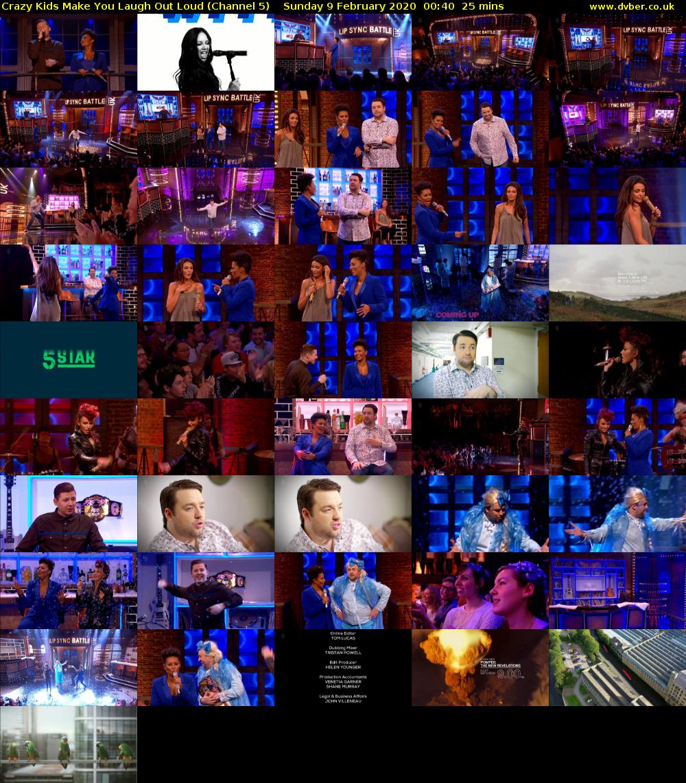 Crazy Kids Make You Laugh Out Loud (Channel 5) Sunday 9 February 2020 00:40 - 01:05