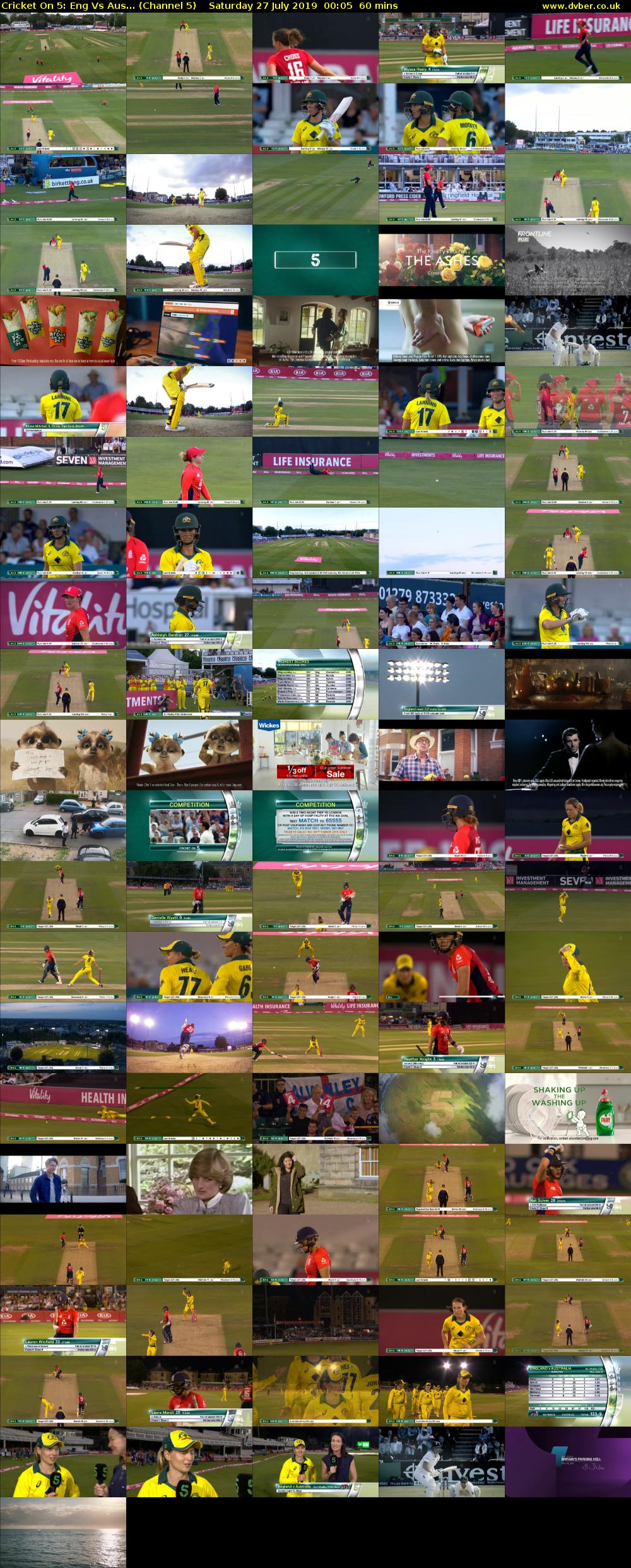 Cricket On 5: Eng Vs Aus... (Channel 5) Saturday 27 July 2019 00:05 - 01:05