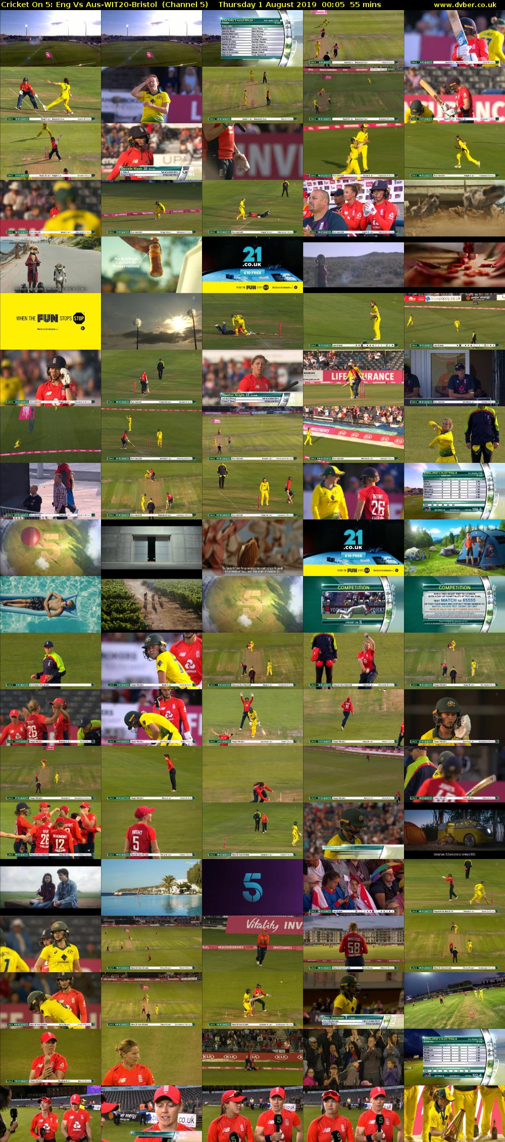 Cricket On 5: Eng Vs Aus-WIT20-Bristol  (Channel 5) Thursday 1 August 2019 00:05 - 01:00
