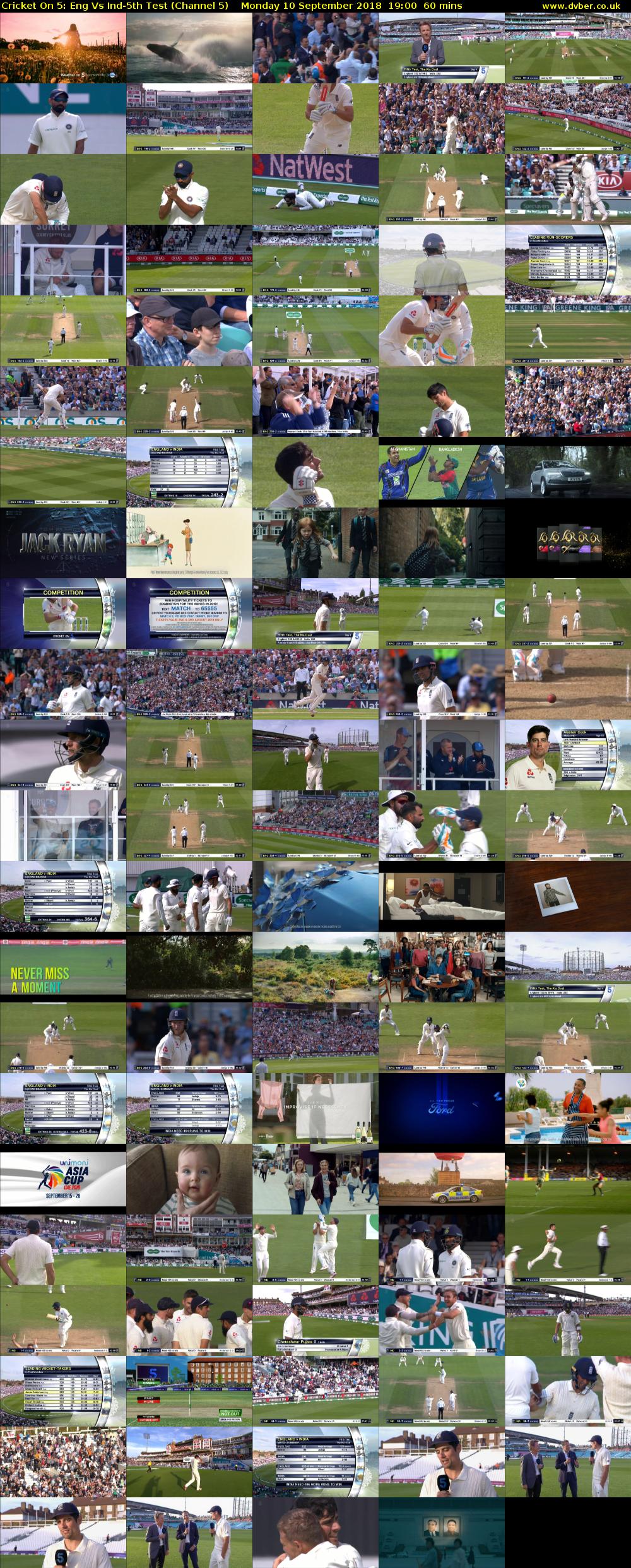 Cricket On 5: Eng Vs Ind-5th Test (Channel 5) Monday 10 September 2018 19:00 - 20:00