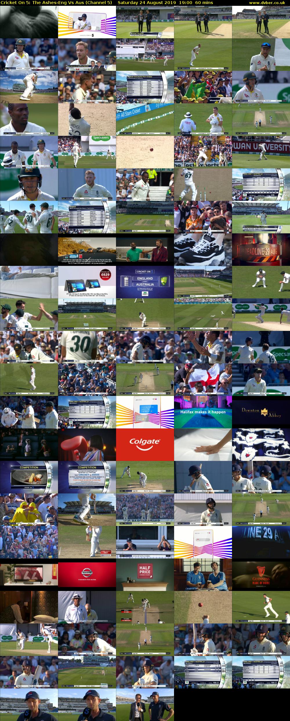 Cricket On 5: The Ashes-Eng Vs Aus (Channel 5) Saturday 24 August 2019 19:00 - 20:00