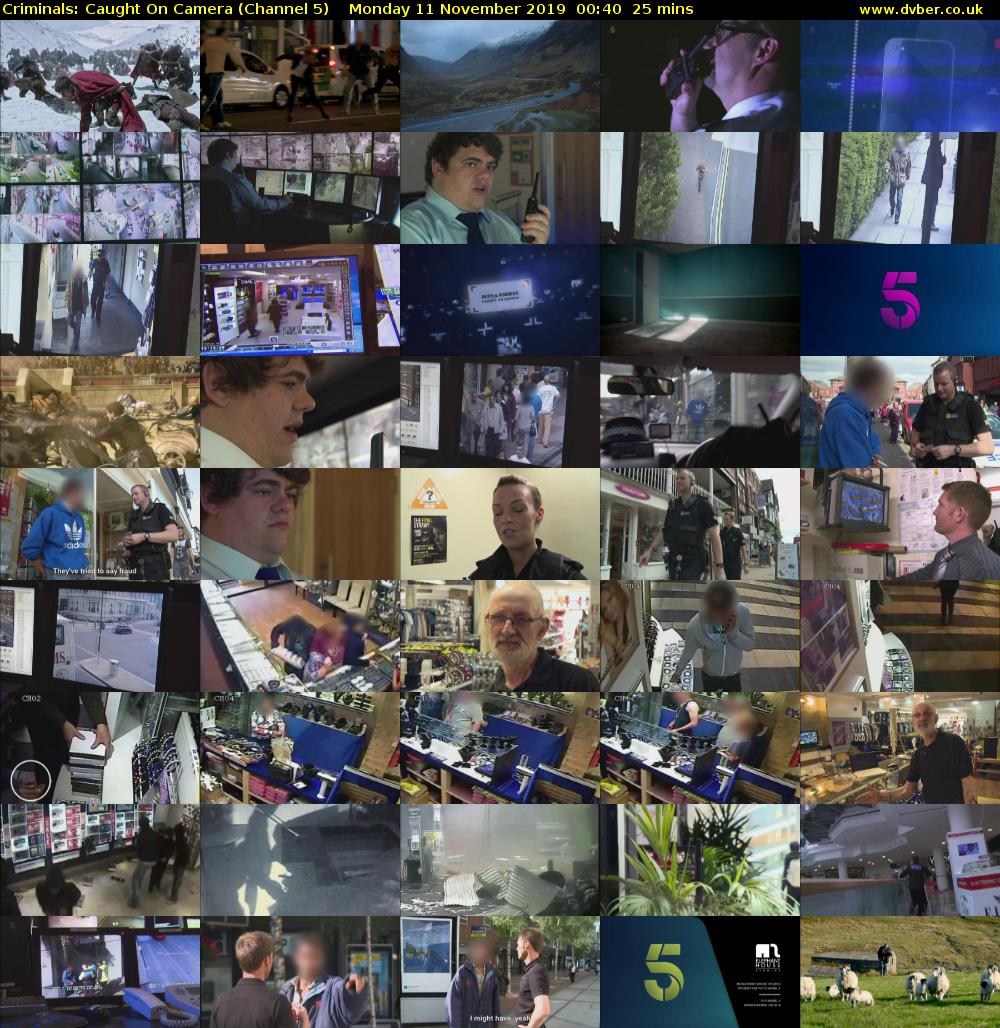 Criminals: Caught On Camera (Channel 5) Monday 11 November 2019 00:40 - 01:05