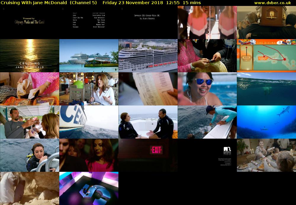 Cruising With Jane McDonald  (Channel 5) Friday 23 November 2018 12:55 - 13:10