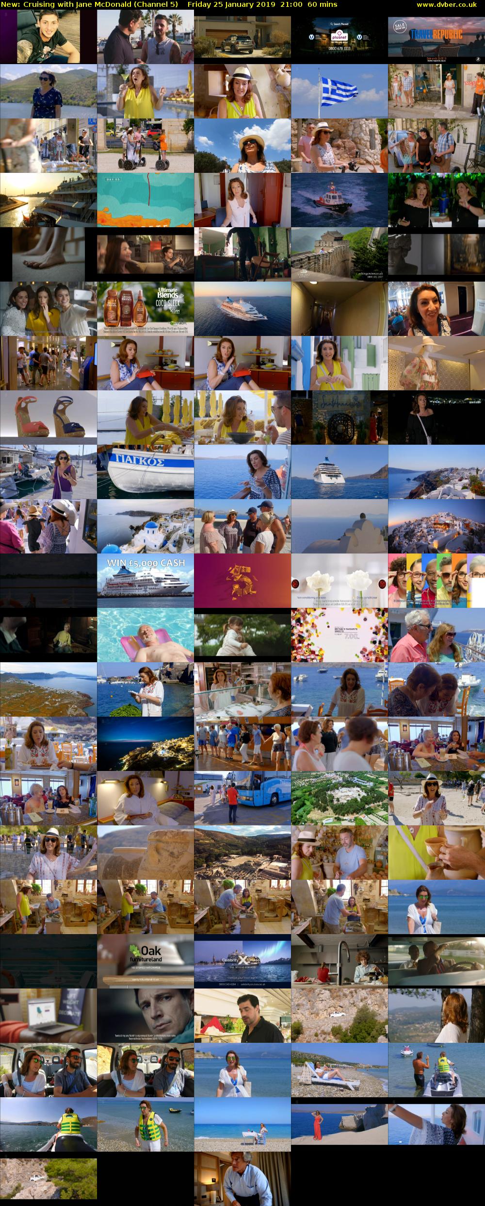 Cruising with Jane McDonald (Channel 5) Friday 25 January 2019 21:00 - 22:00