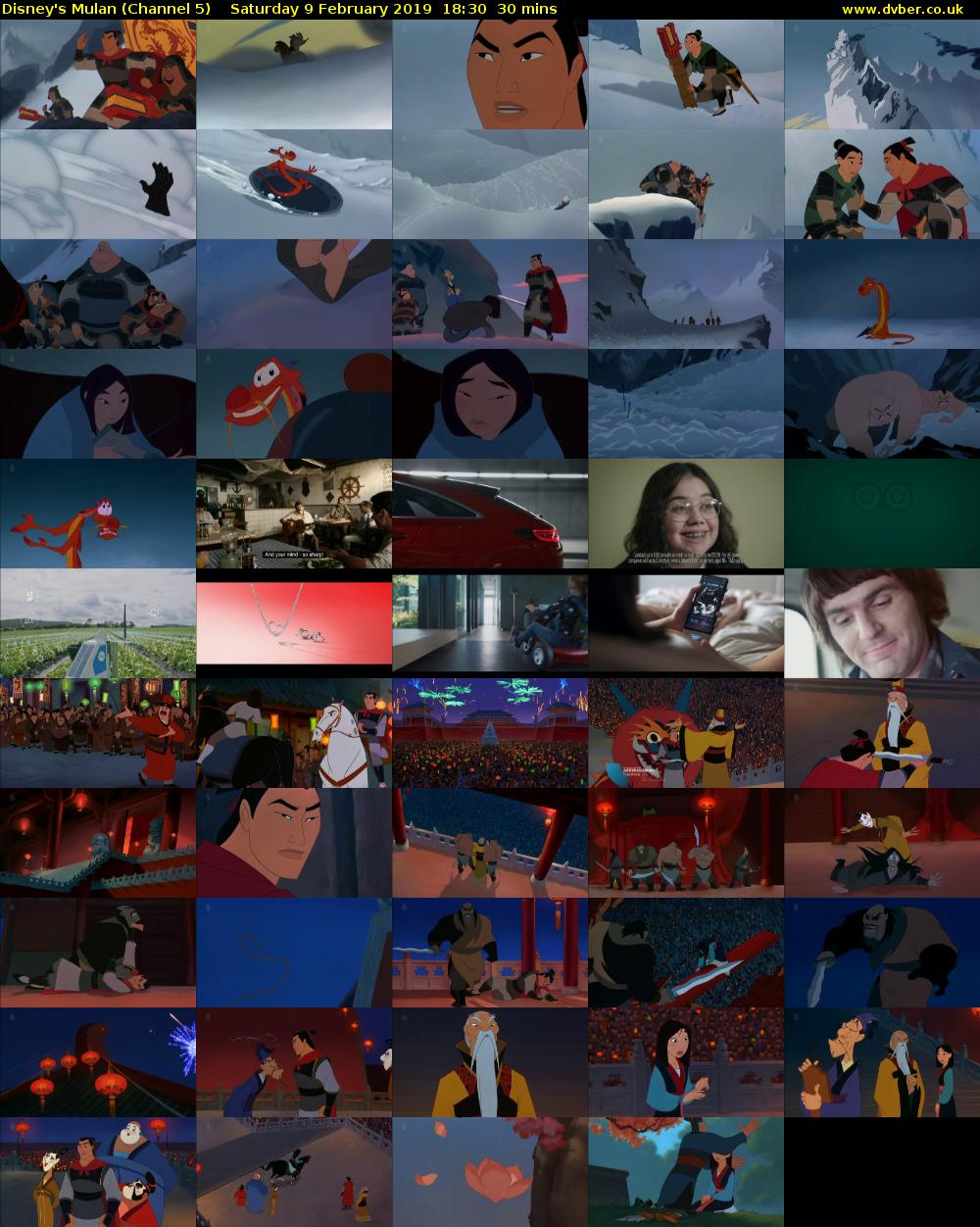 Disney's Mulan (Channel 5) Saturday 9 February 2019 18:30 - 19:00