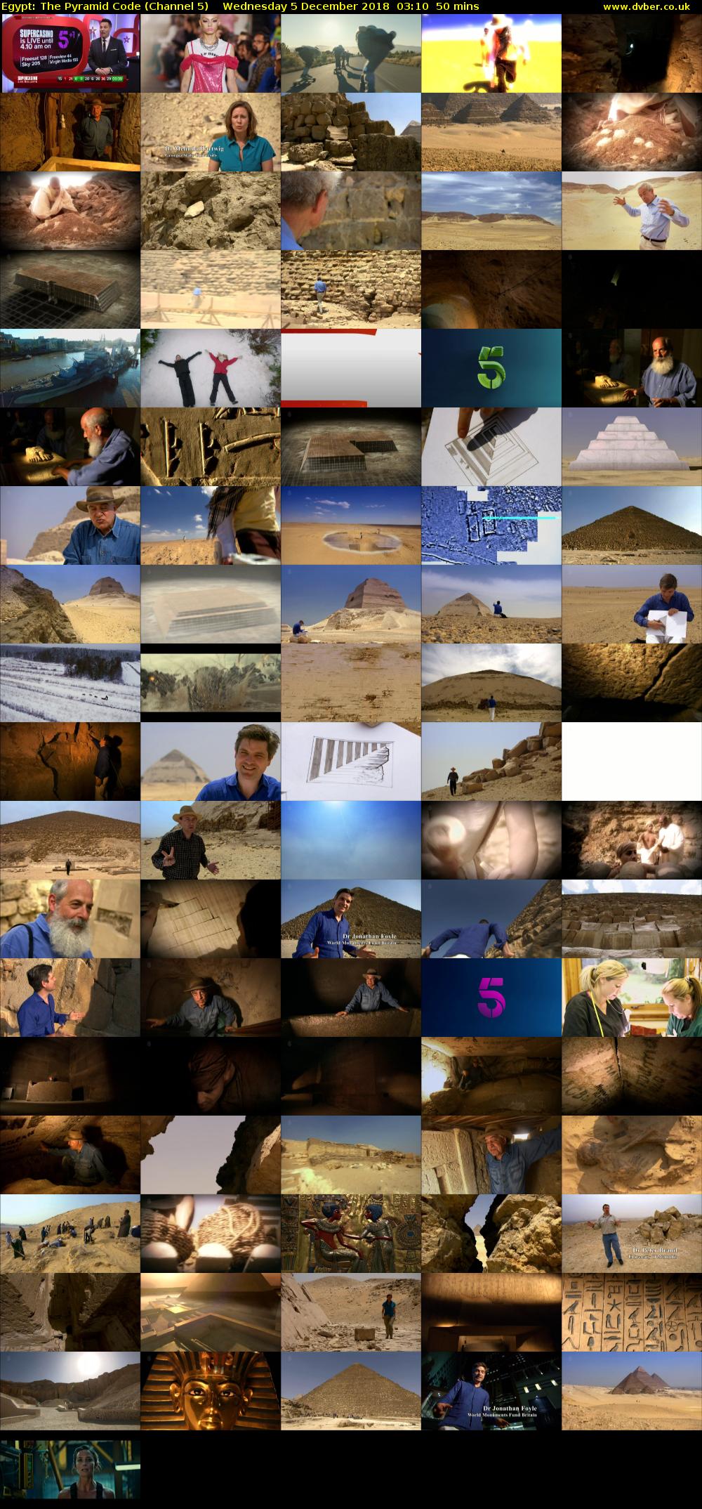 Egypt: The Pyramid Code (Channel 5) Wednesday 5 December 2018 03:10 - 04:00