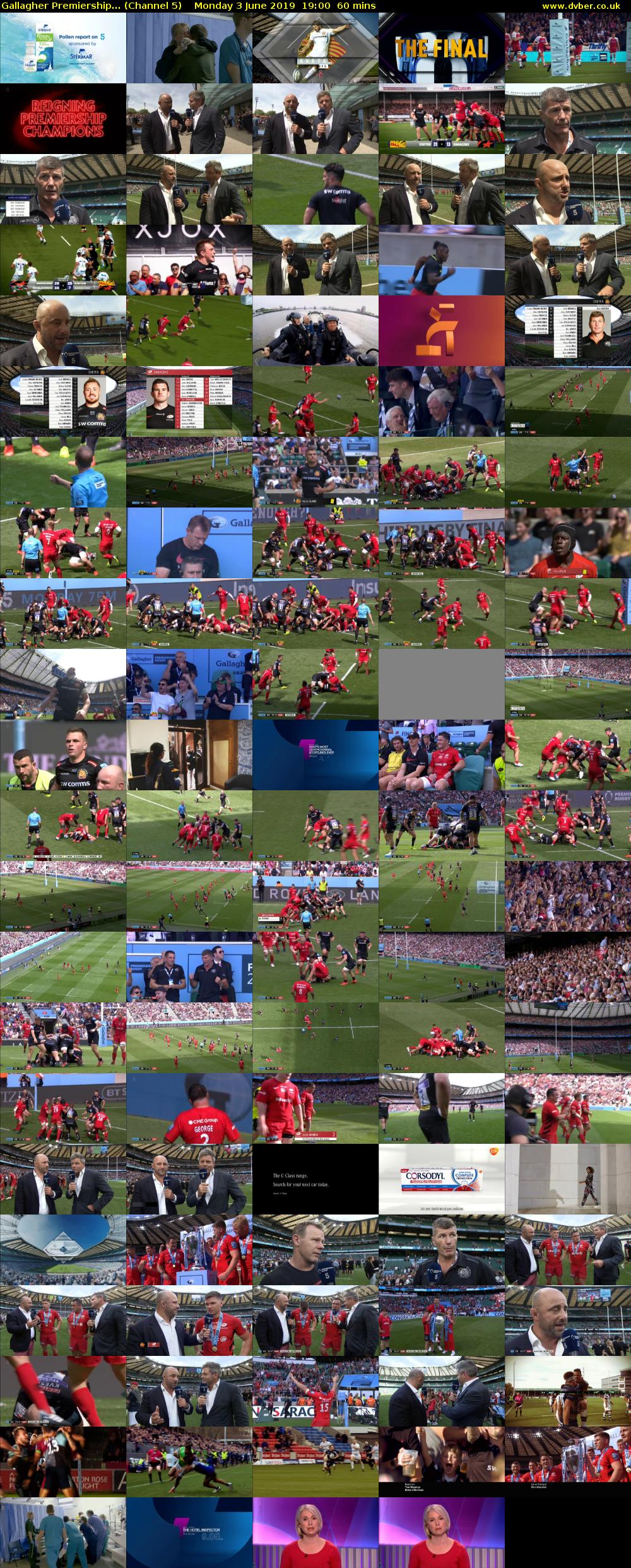Gallagher Premiership... (Channel 5) Monday 3 June 2019 19:00 - 20:00