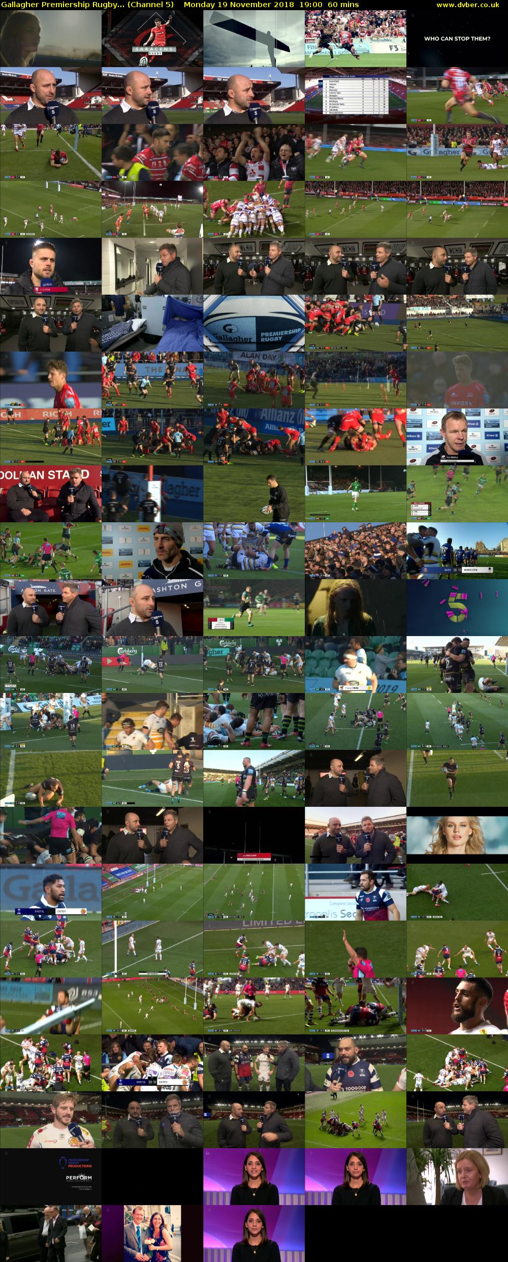 Gallagher Premiership Rugby... (Channel 5) Monday 19 November 2018 19:00 - 20:00