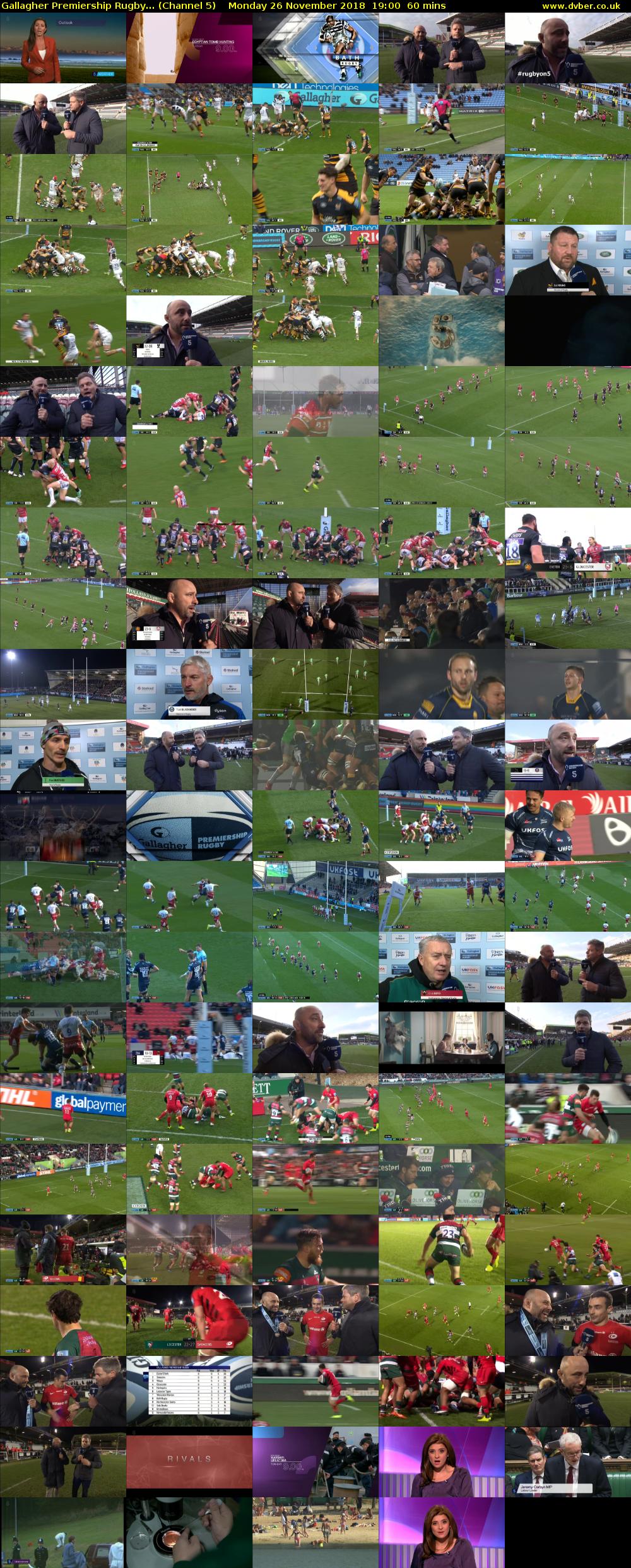 Gallagher Premiership Rugby... (Channel 5) Monday 26 November 2018 19:00 - 20:00