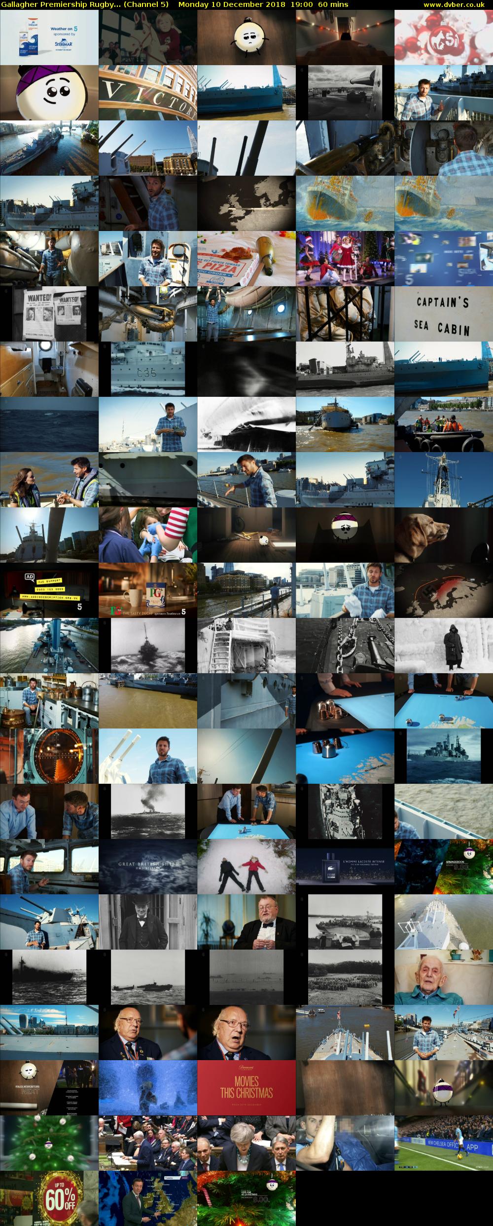 Gallagher Premiership Rugby... (Channel 5) Monday 10 December 2018 19:00 - 20:00