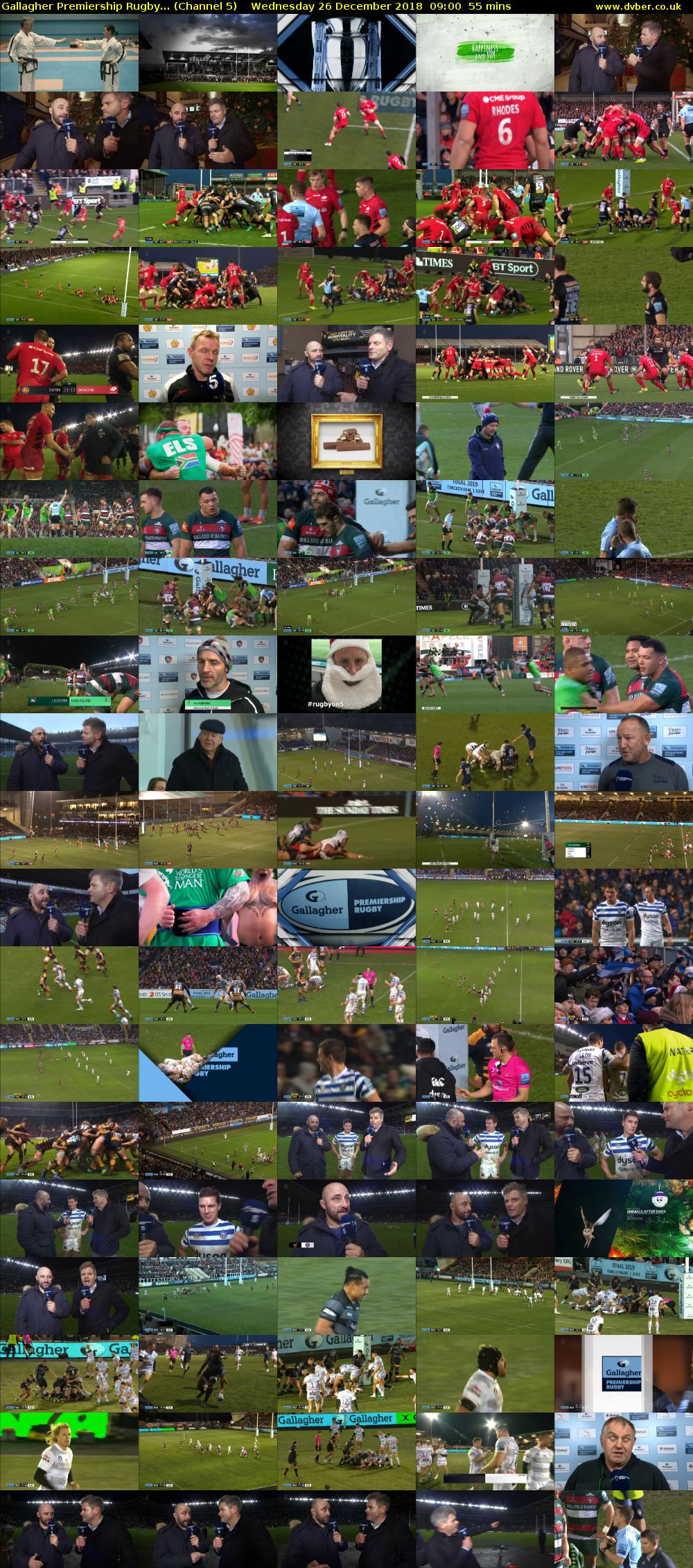 Gallagher Premiership Rugby... (Channel 5) Wednesday 26 December 2018 09:00 - 09:55