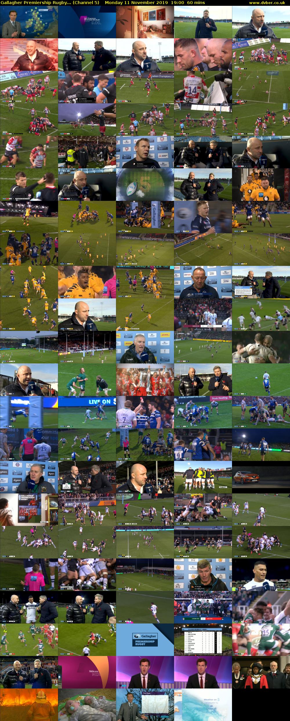 Gallagher Premiership Rugby... (Channel 5) Monday 11 November 2019 19:00 - 20:00
