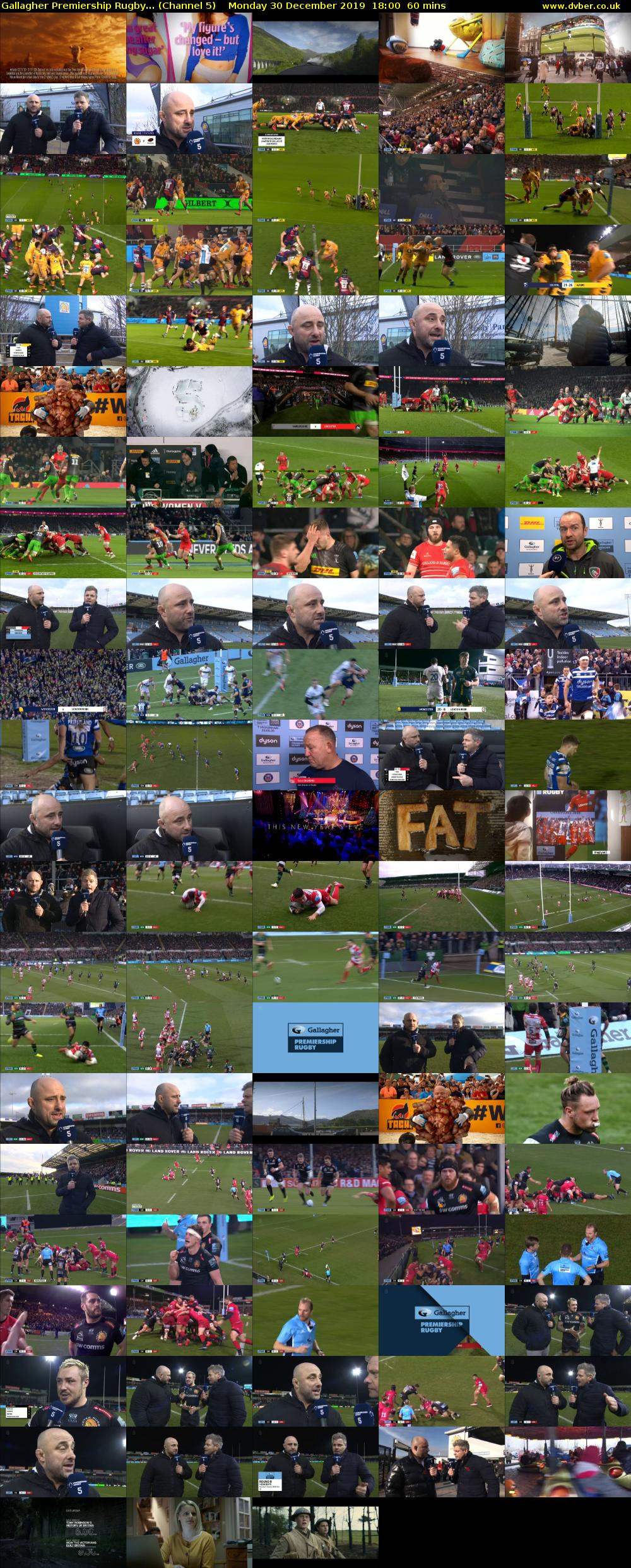 Gallagher Premiership Rugby... (Channel 5) Monday 30 December 2019 18:00 - 19:00