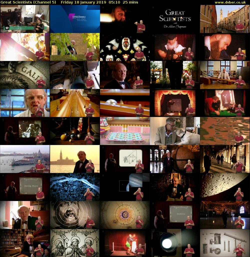 Great Scientists (Channel 5) Friday 18 January 2019 05:10 - 05:35