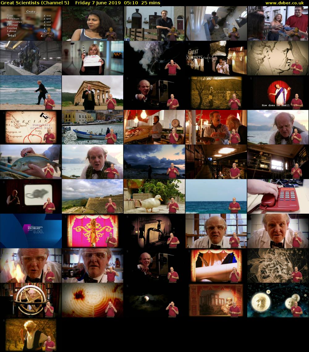 Great Scientists (Channel 5) Friday 7 June 2019 05:10 - 05:35