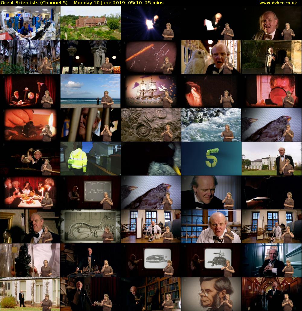 Great Scientists (Channel 5) Monday 10 June 2019 05:10 - 05:35
