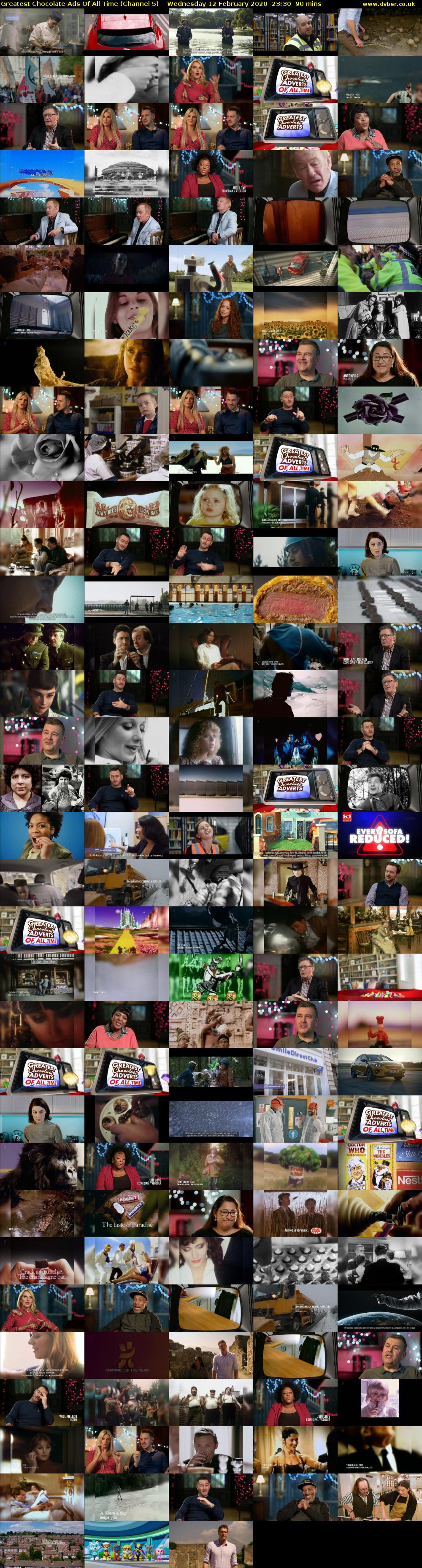 Greatest Chocolate Ads Of All Time (Channel 5) Wednesday 12 February 2020 23:30 - 01:00