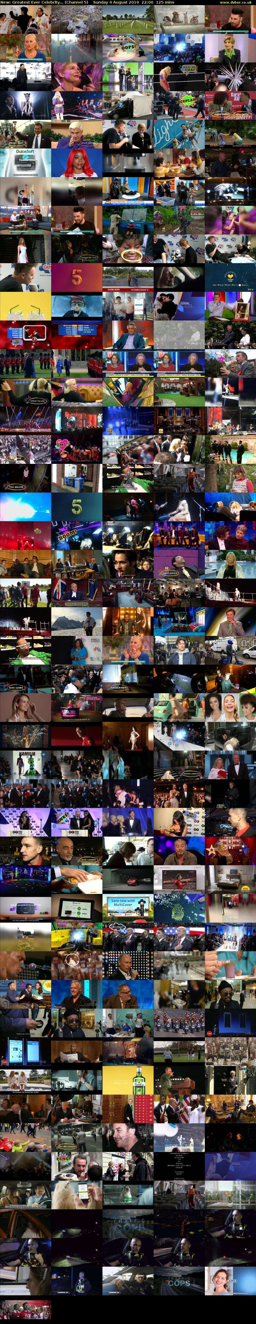 Greatest Ever Celebrity... (Channel 5) Sunday 4 August 2019 22:00 - 00:05