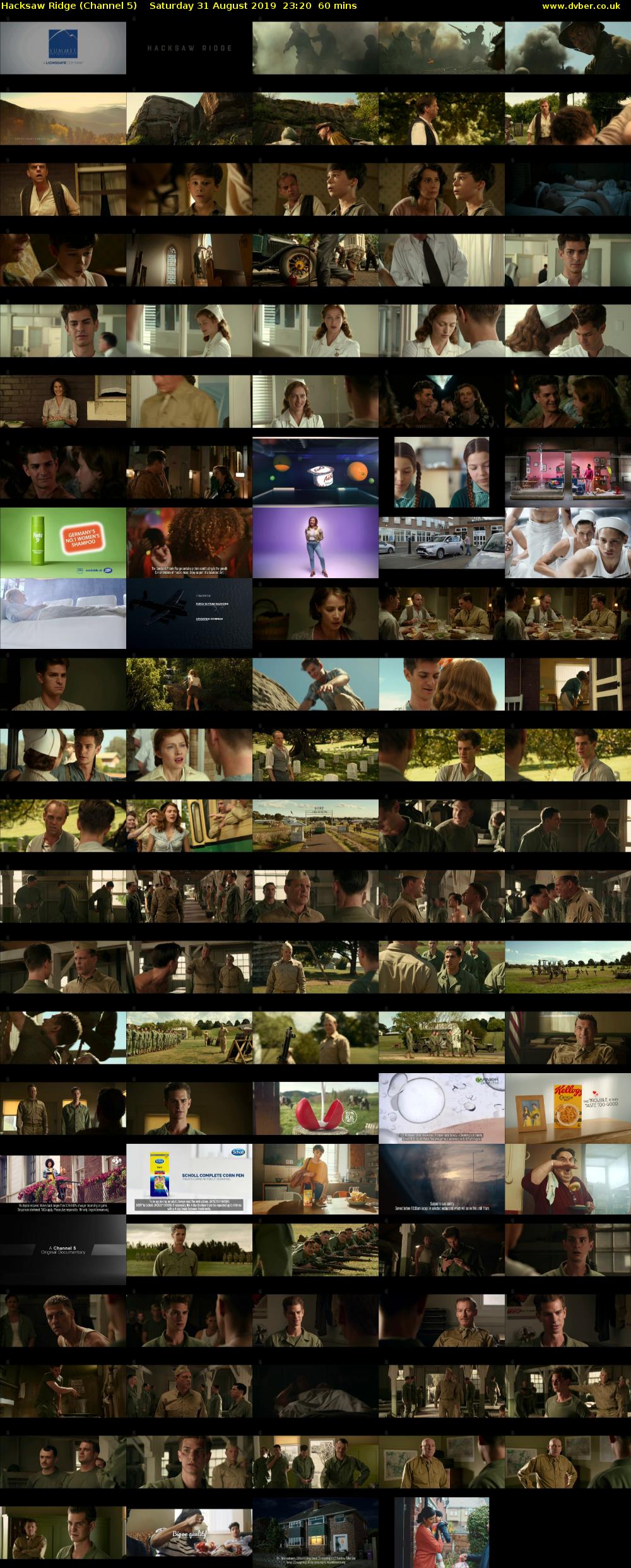 Hacksaw Ridge (Channel 5) Saturday 31 August 2019 23:20 - 00:20