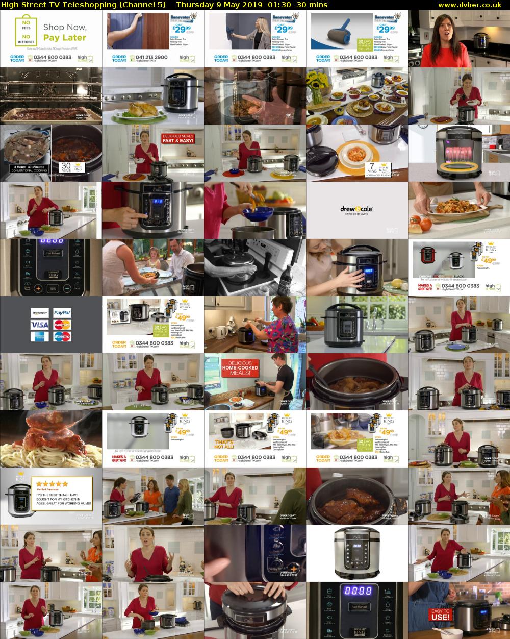High Street TV Teleshopping (Channel 5) Thursday 9 May 2019 01:30 - 02:00