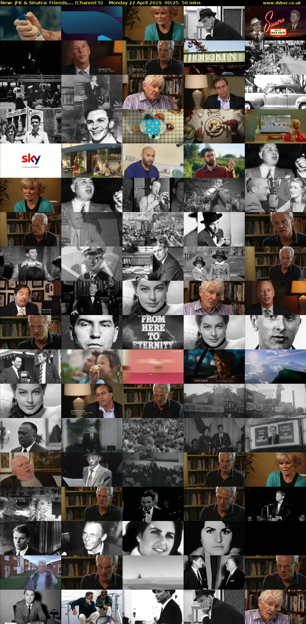 JFK & Sinatra: Friends,... (Channel 5) Monday 22 April 2019 00:25 - 01:15
