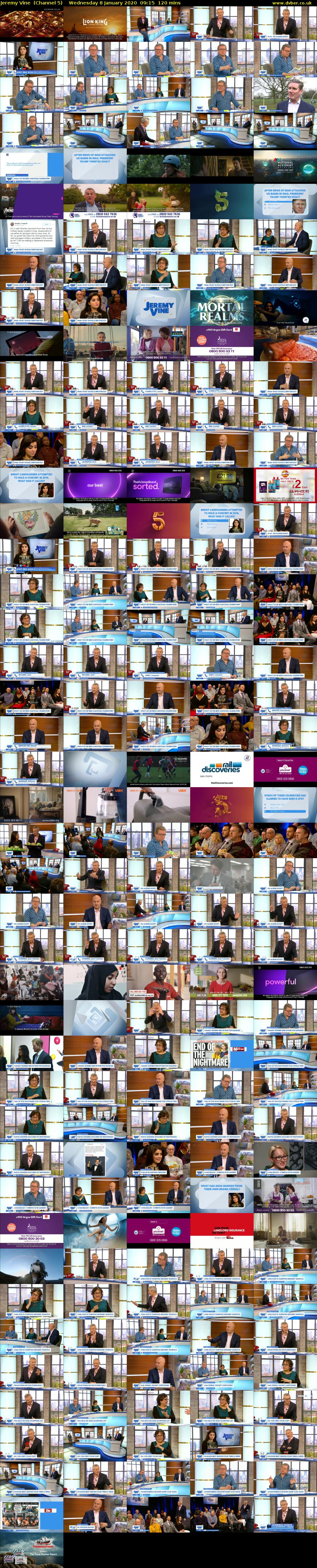 Jeremy Vine  (Channel 5) Wednesday 8 January 2020 09:15 - 11:15