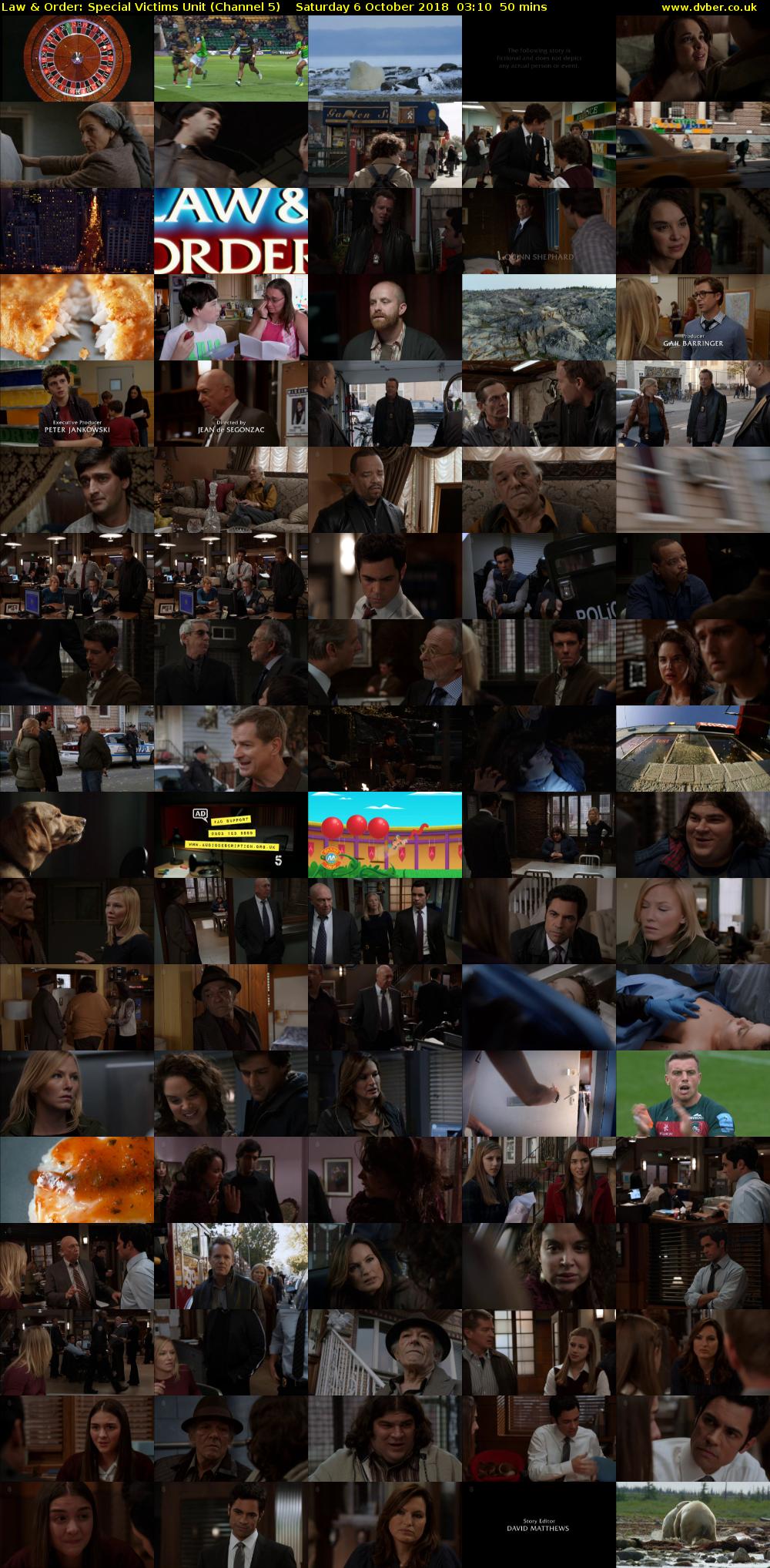Law & Order: Special Victims Unit (Channel 5) Saturday 6 October 2018 03:10 - 04:00