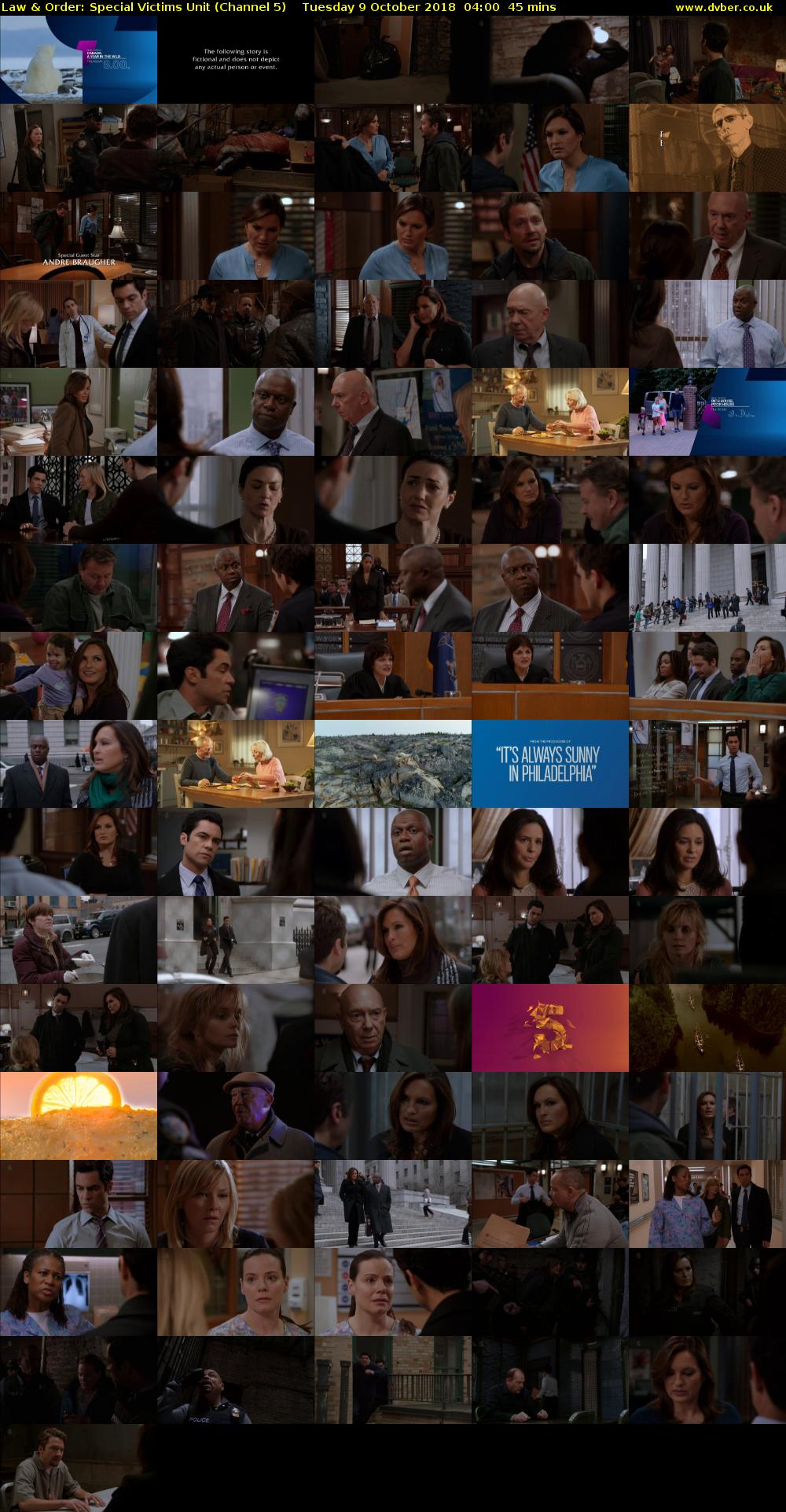Law & Order: Special Victims Unit (Channel 5) Tuesday 9 October 2018 04:00 - 04:45