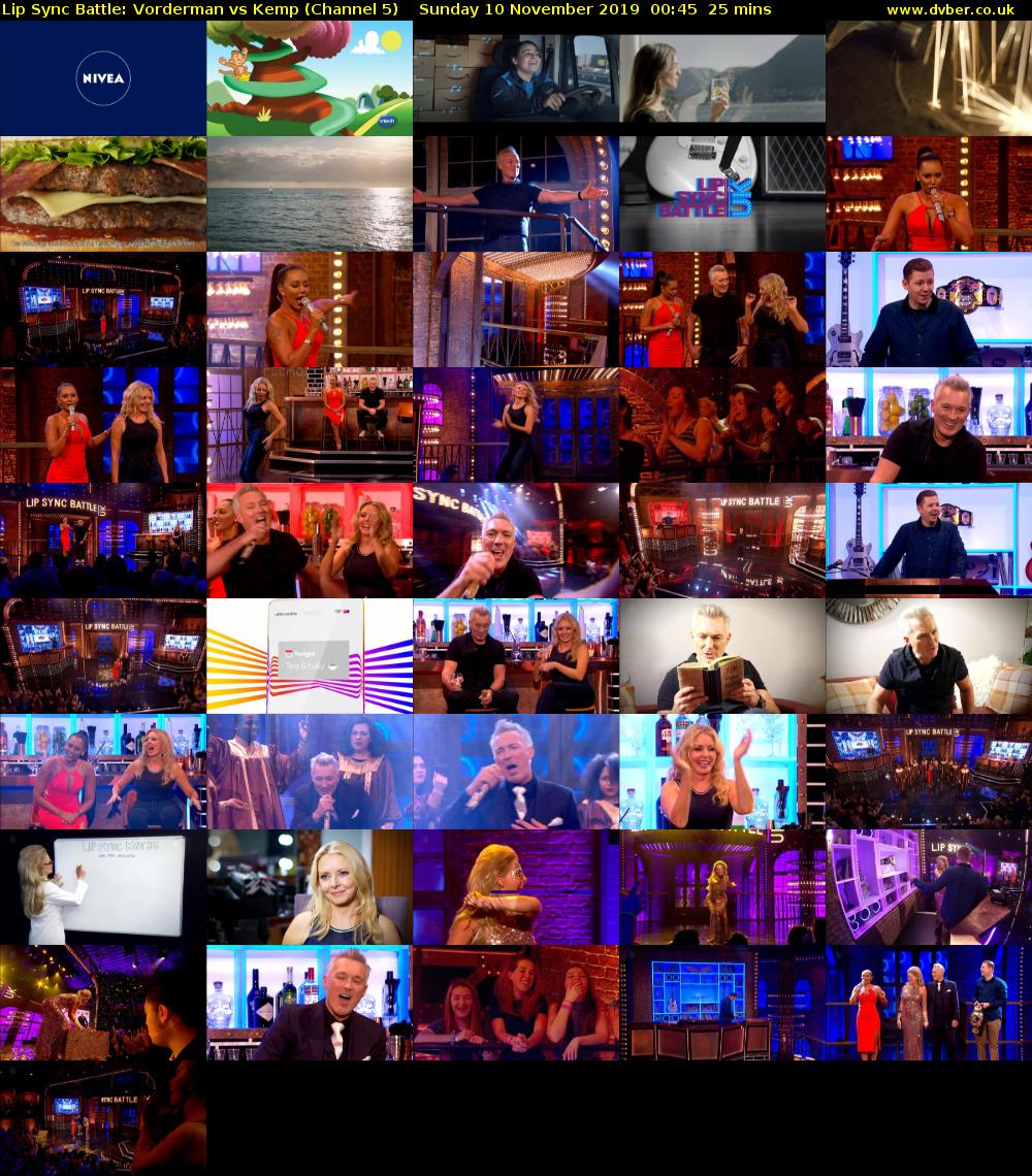 Lip Sync Battle: Vorderman vs Kemp (Channel 5) Sunday 10 November 2019 00:45 - 01:10