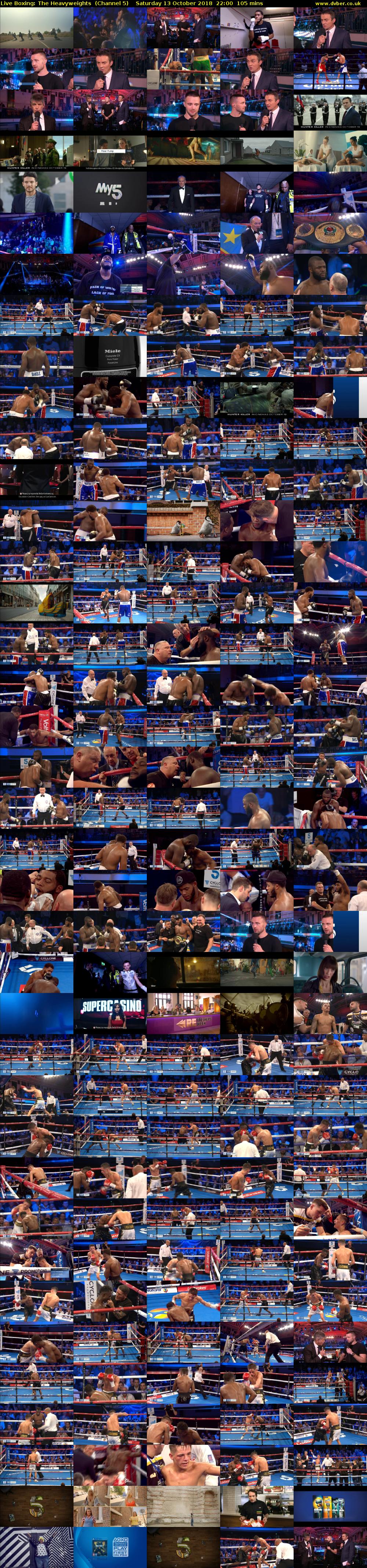 Live Boxing: The Heavyweights  (Channel 5) Saturday 13 October 2018 22:00 - 23:45