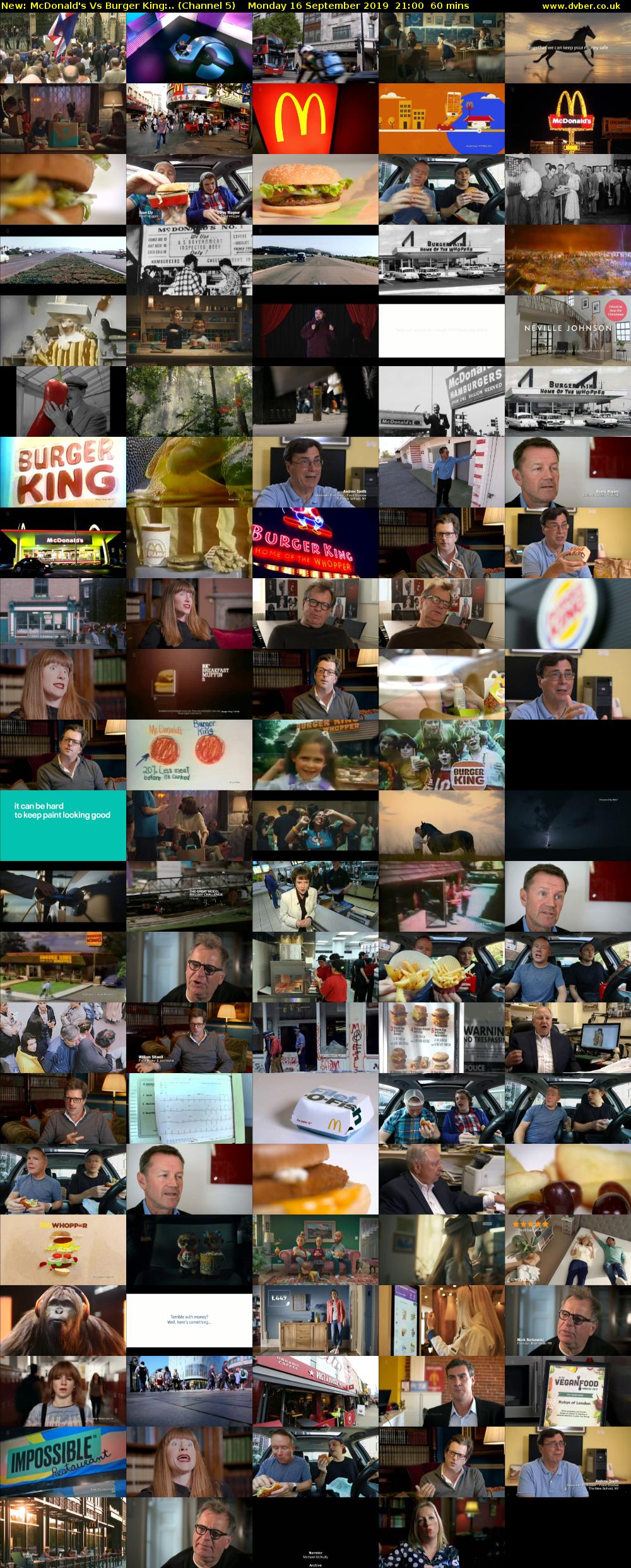 McDonald's Vs Burger King:.. (Channel 5) Monday 16 September 2019 21:00 - 22:00
