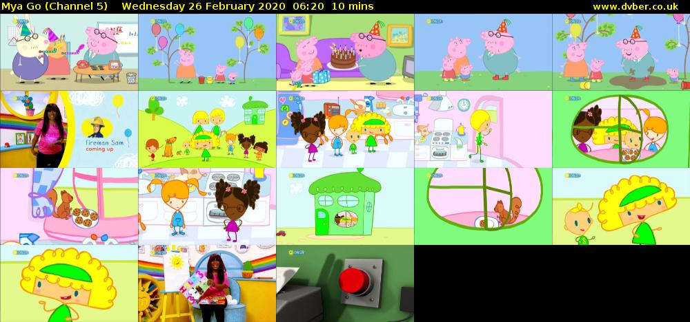 Mya Go (Channel 5) Wednesday 26 February 2020 06:20 - 06:30