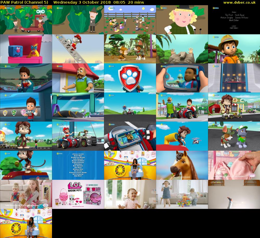 PAW Patrol (Channel 5) Wednesday 3 October 2018 08:05 - 08:25
