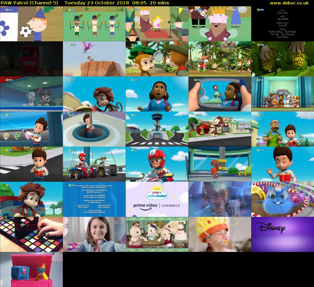 PAW Patrol (Channel 5) Tuesday 23 October 2018 08:05 - 08:25