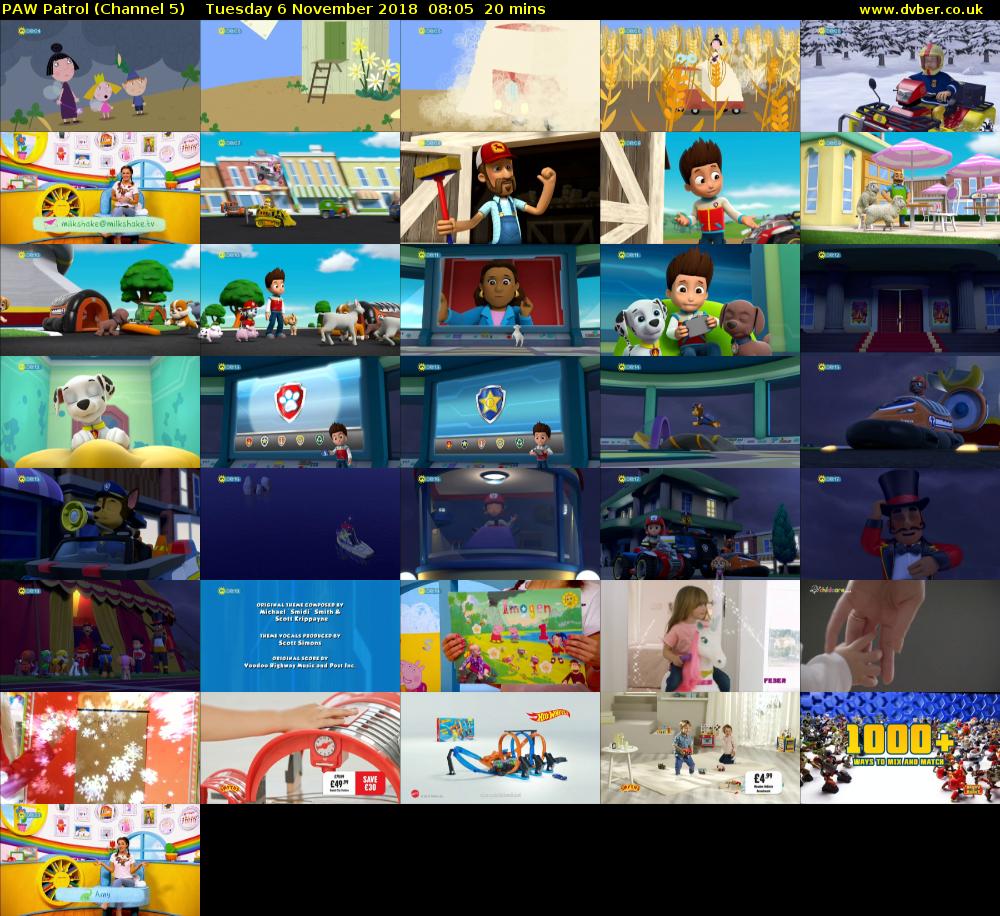 PAW Patrol (Channel 5) Tuesday 6 November 2018 08:05 - 08:25