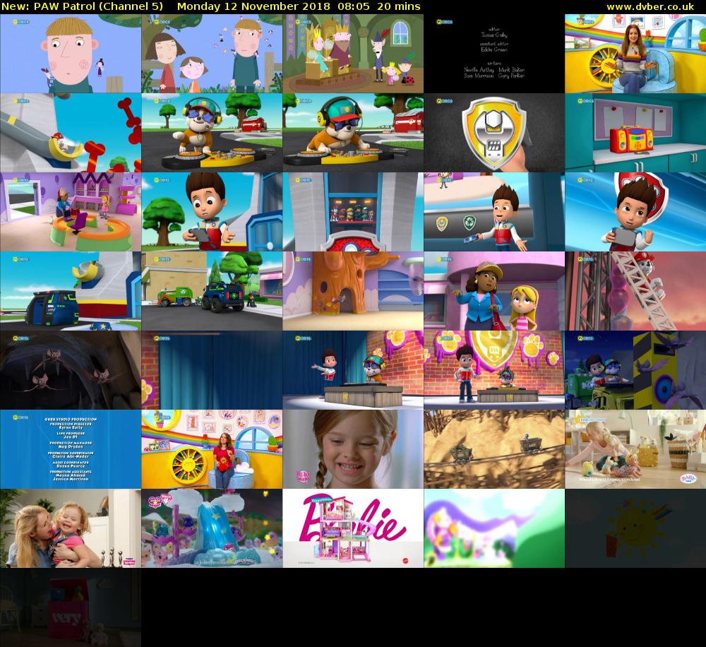 PAW Patrol (Channel 5) Monday 12 November 2018 08:05 - 08:25