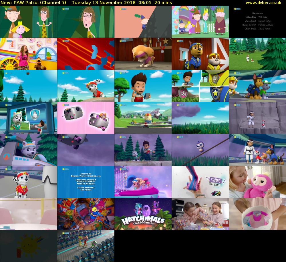PAW Patrol (Channel 5) Tuesday 13 November 2018 08:05 - 08:25