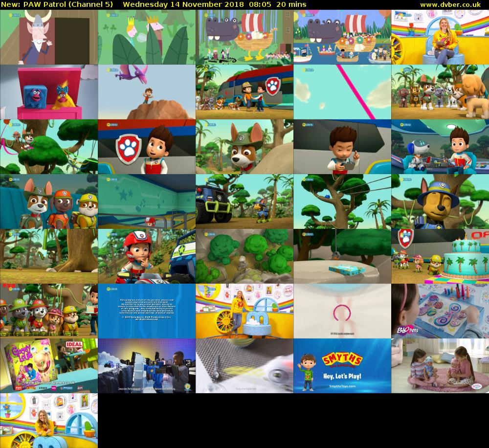 PAW Patrol (Channel 5) Wednesday 14 November 2018 08:05 - 08:25