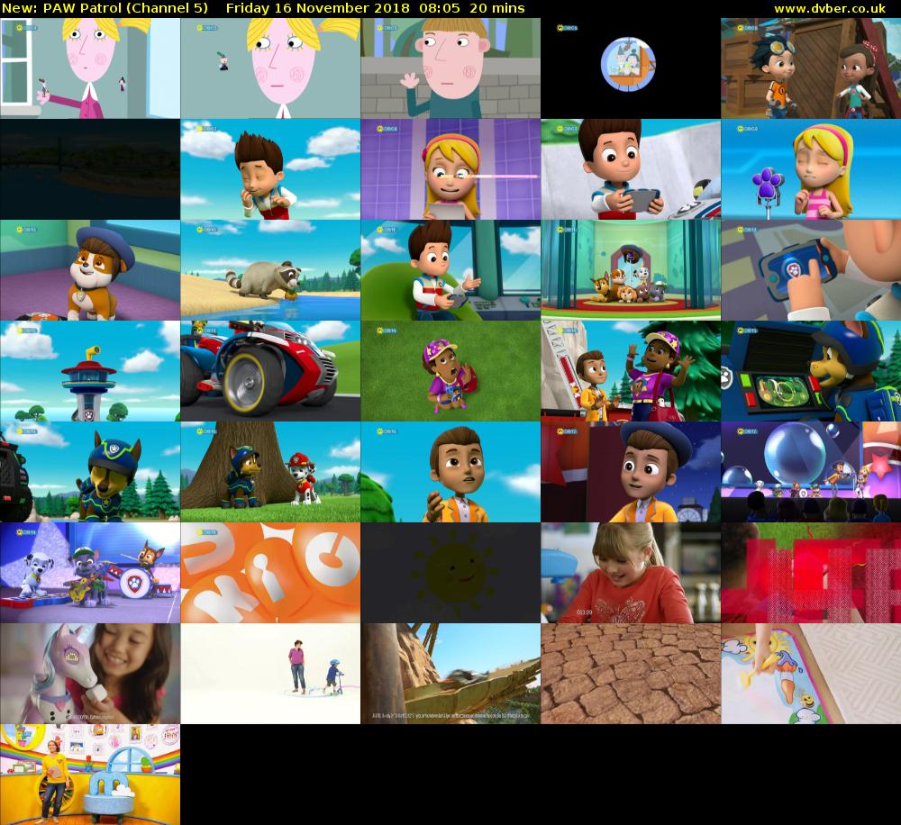 PAW Patrol (Channel 5) Friday 16 November 2018 08:05 - 08:25