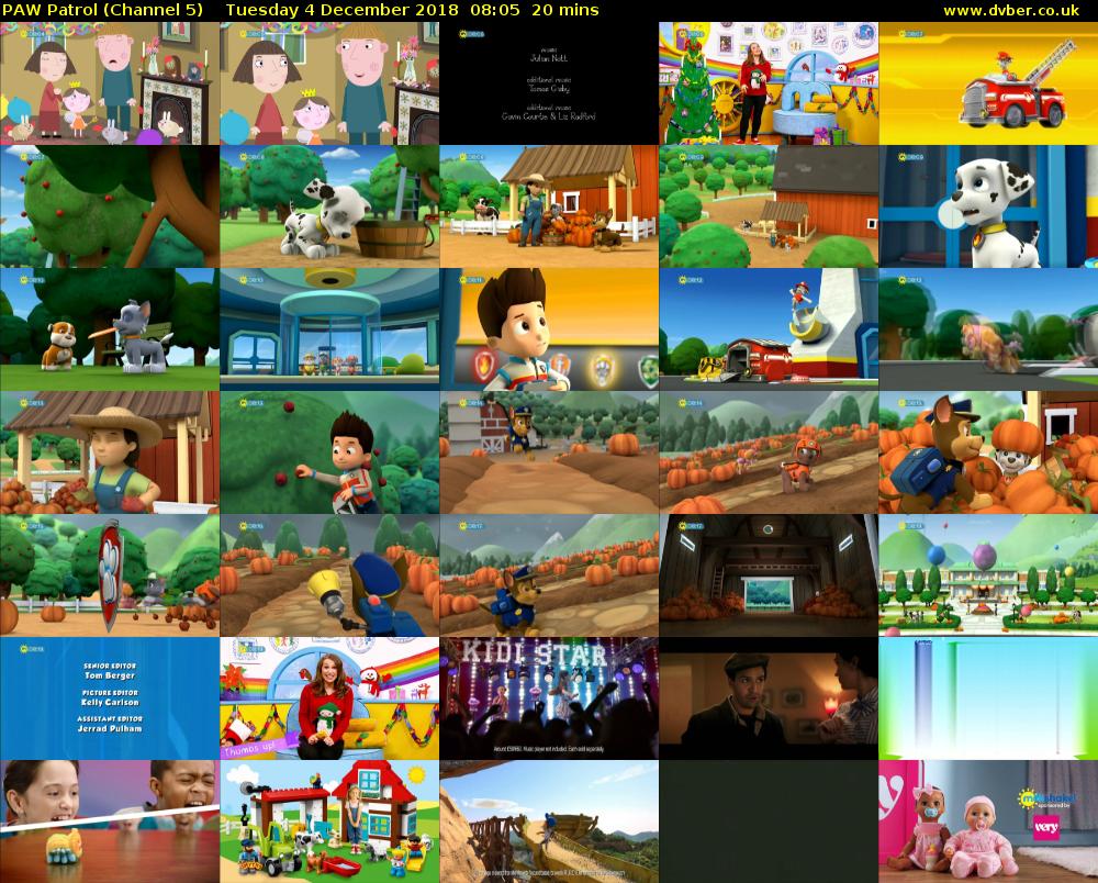 PAW Patrol (Channel 5) Tuesday 4 December 2018 08:05 - 08:25