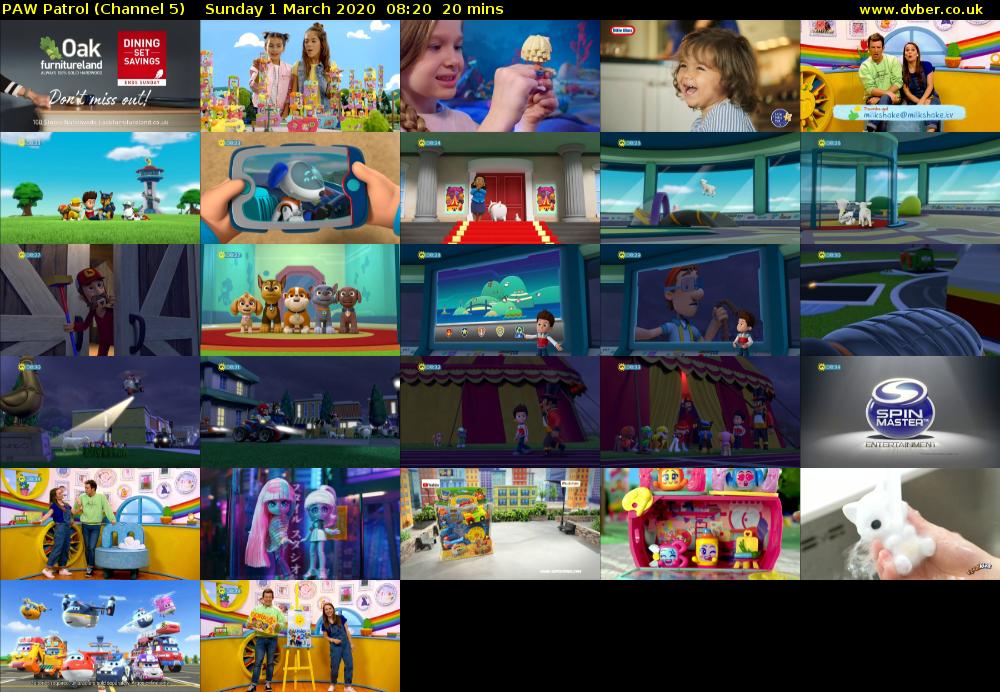 PAW Patrol (Channel 5) Sunday 1 March 2020 08:20 - 08:40