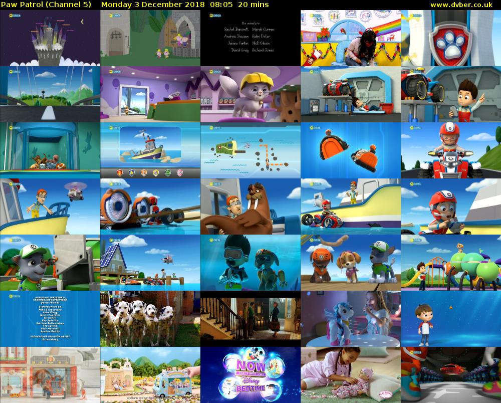 Paw Patrol (Channel 5) Monday 3 December 2018 08:05 - 08:25