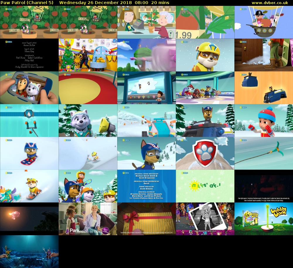 Paw Patrol (Channel 5) Wednesday 26 December 2018 08:00 - 08:20