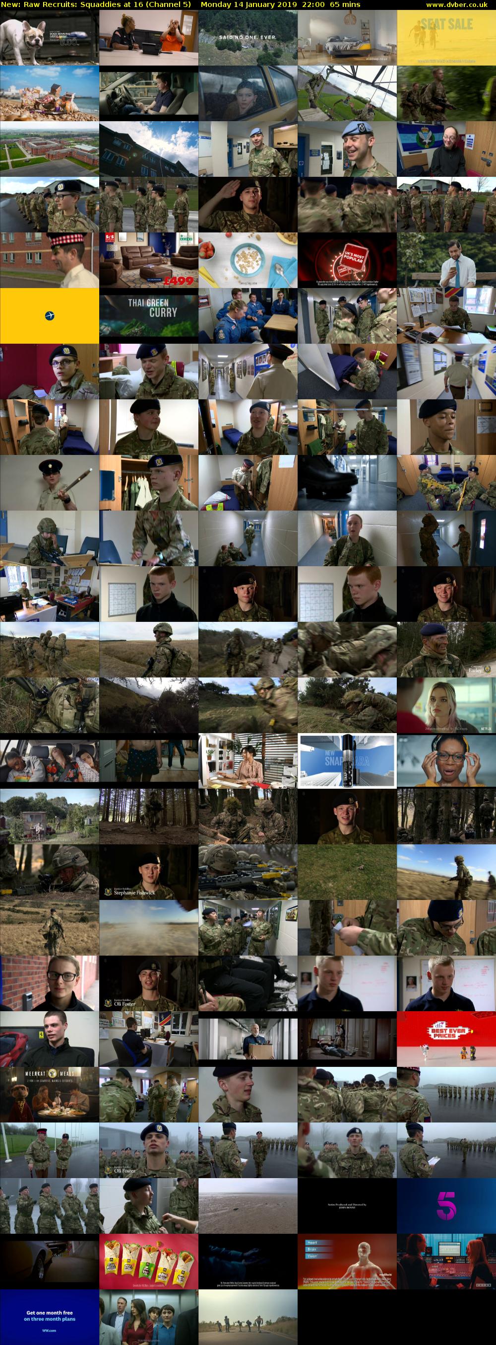 Raw Recruits: Squaddies at 16 (Channel 5) Monday 14 January 2019 22:00 - 23:05